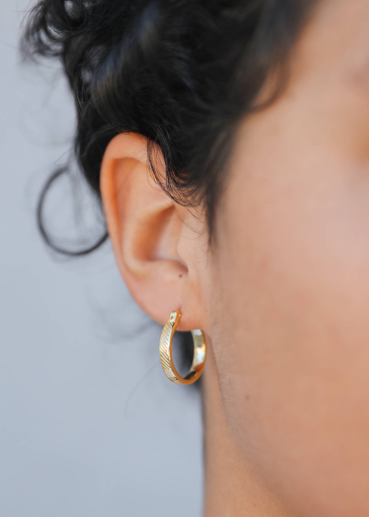 Gold Hoop - Textured - Earrings