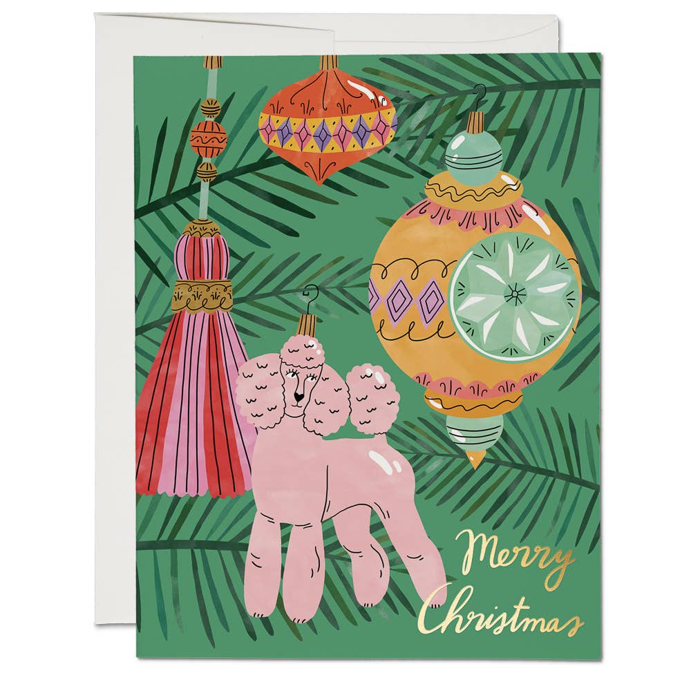 Christmas Poodle greeting card: Singles