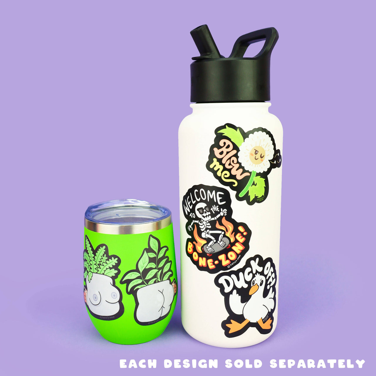 Blow Me Dandelion Funny Flower Water Bottle Vinyl Sticker