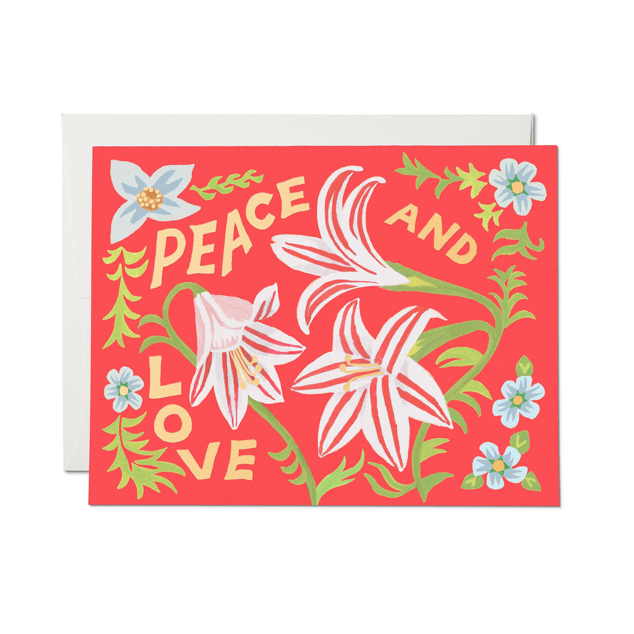 Peace and Love Amaryllis holiday greeting card: Boxed Set of 8