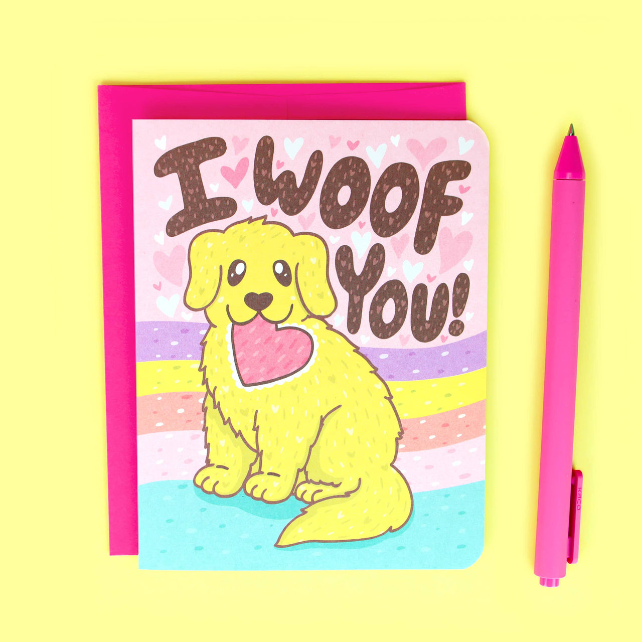 I Woof You Puppy Dog Cute Rainbow Valentine's Day Love Card