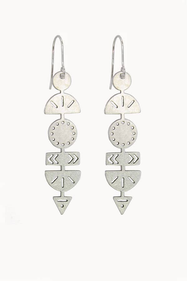 Decorated Totem Silver Earrings