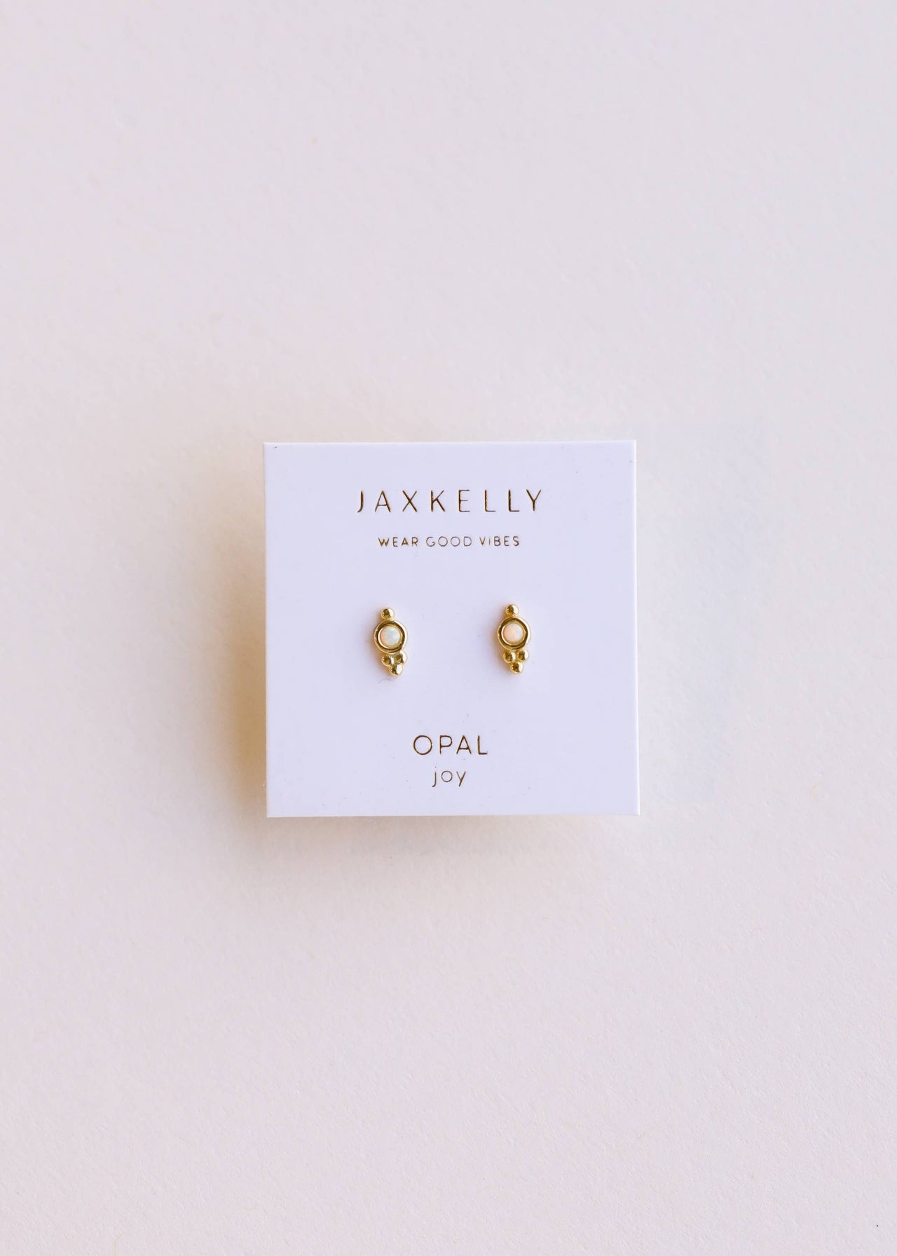 Tri Ball Studs - White Opal - Gold Earrings