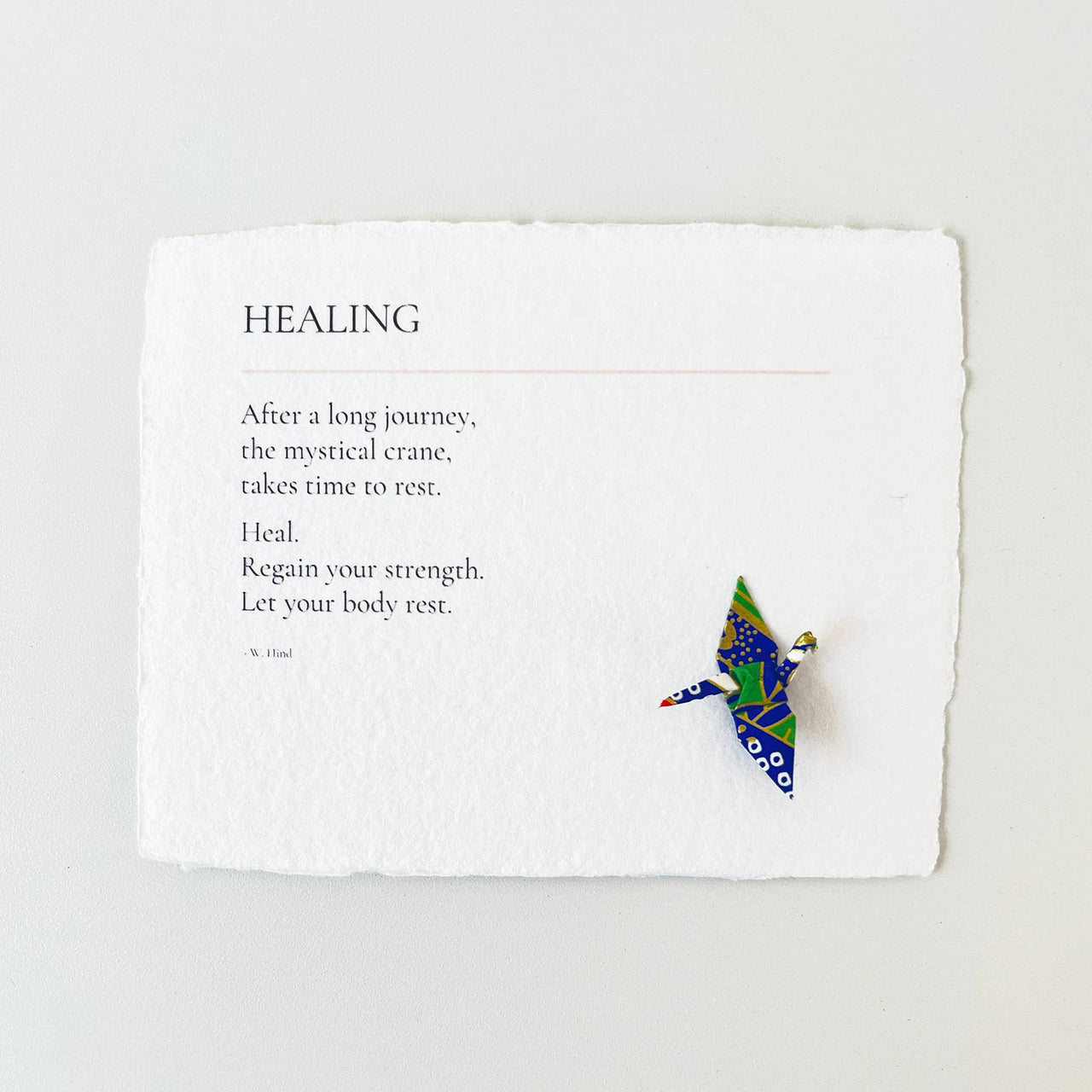 Healing: Origami Crane Embellished Encouragement Card