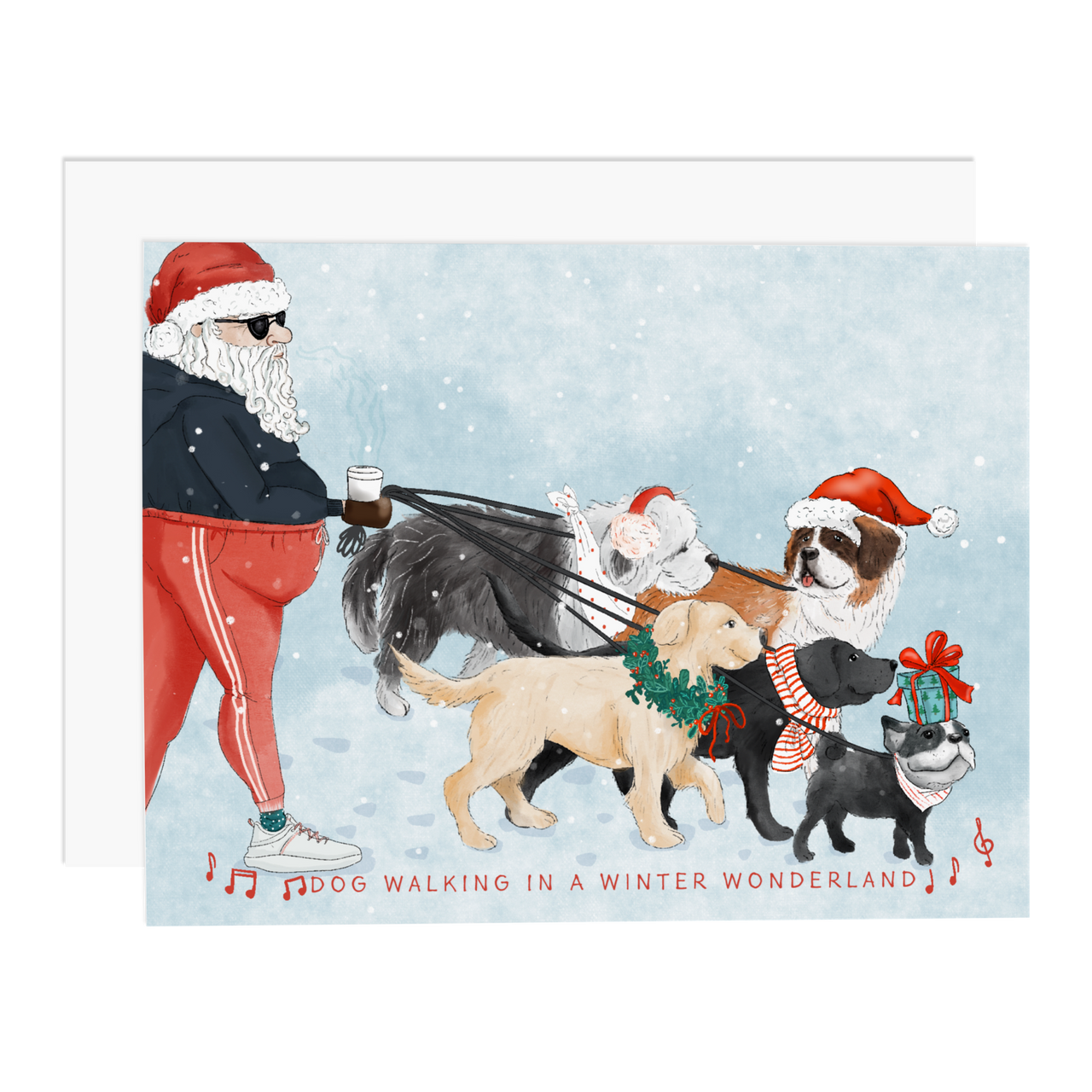 Santa & Dogs Assorted Greeting Cards - Set of 8