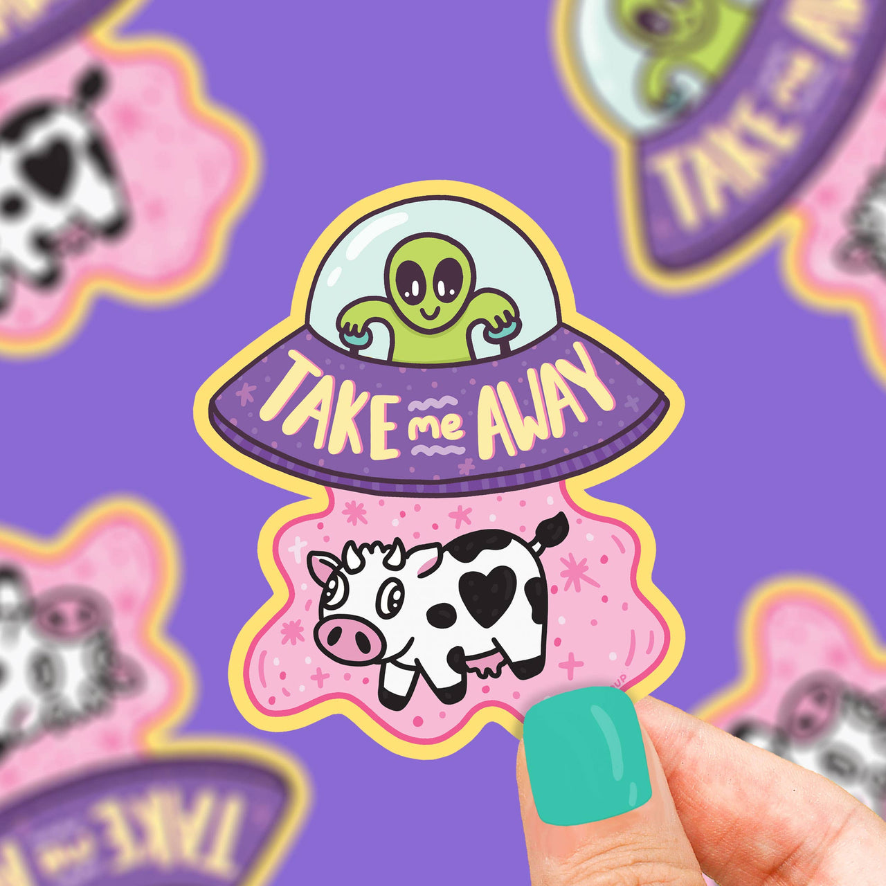 Take Me Away Alien Cosmic Area 51 UFO Laptop Vinyl Sticker