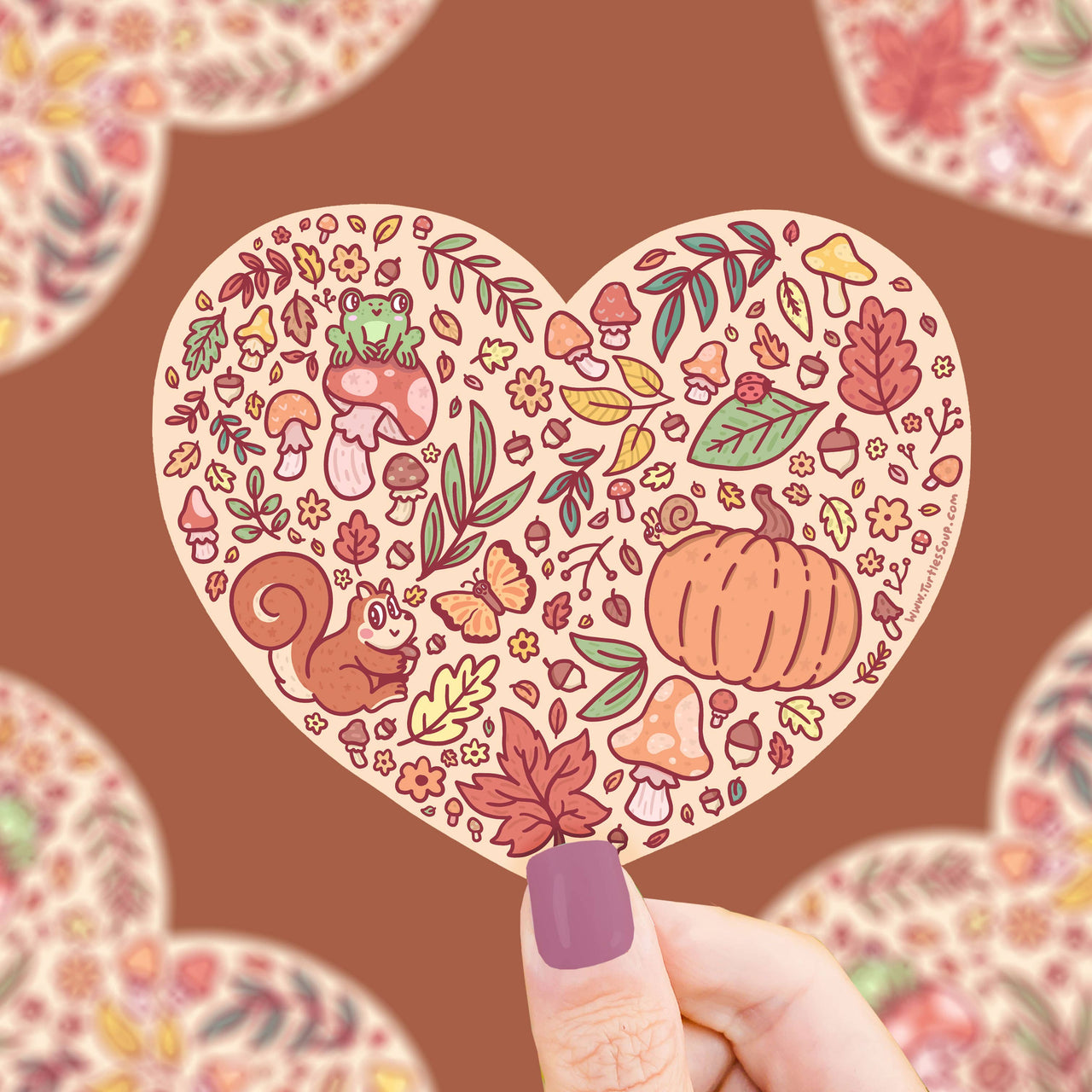 Autumn Fall Leaves Heart Vinyl Sticker