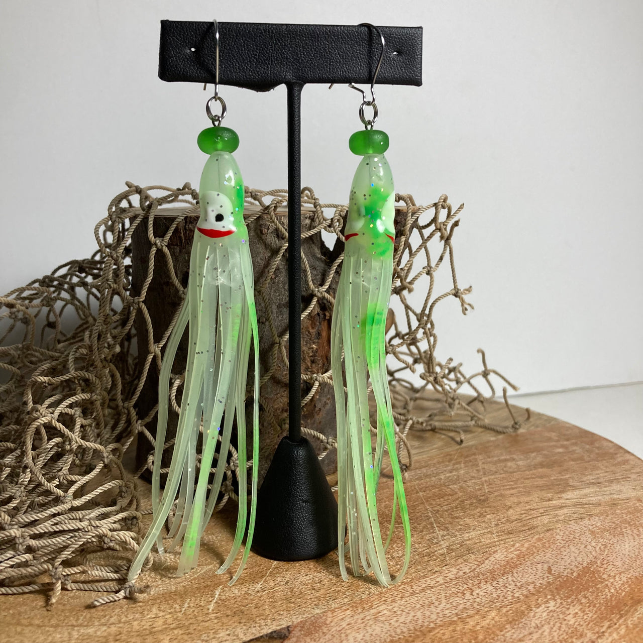 Large Hoochie Earrings - Green