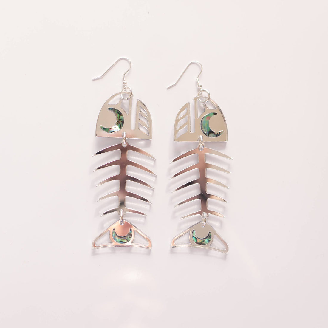 Medium Salmon Ghost Earrings - Silver