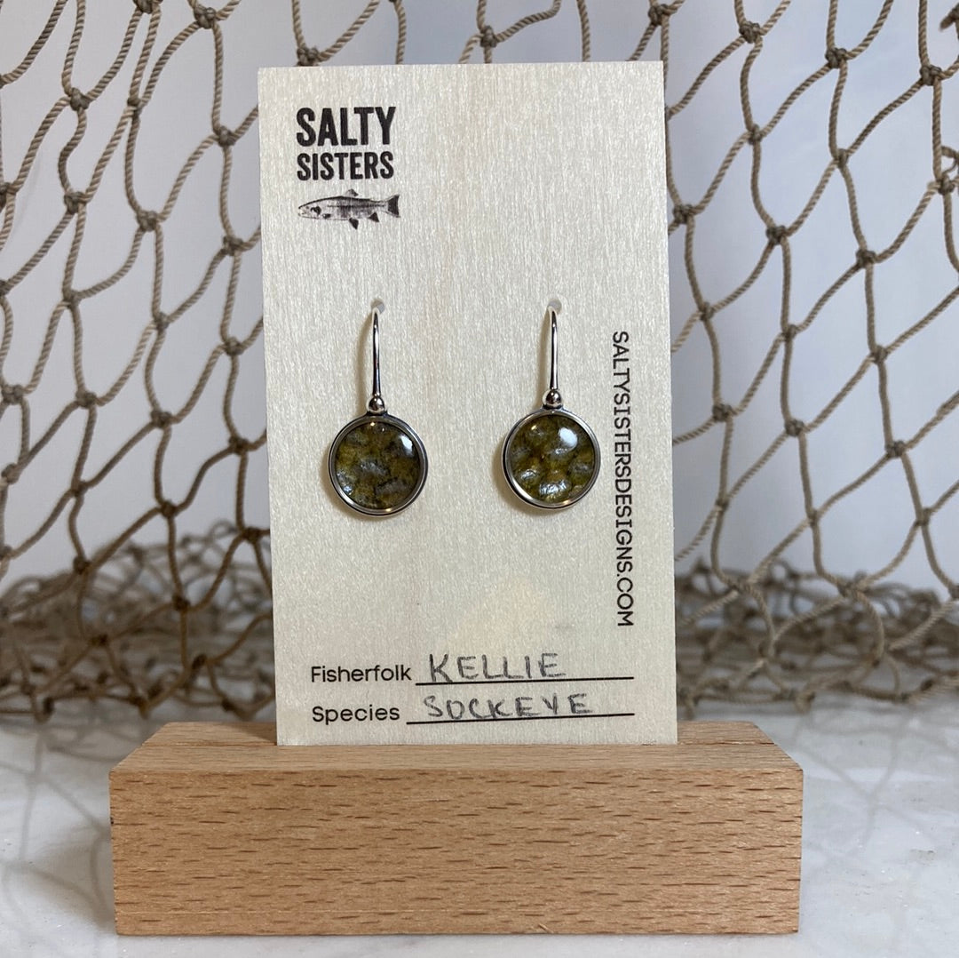 Sterling Silver Cured Fish Skin Drop Earrings