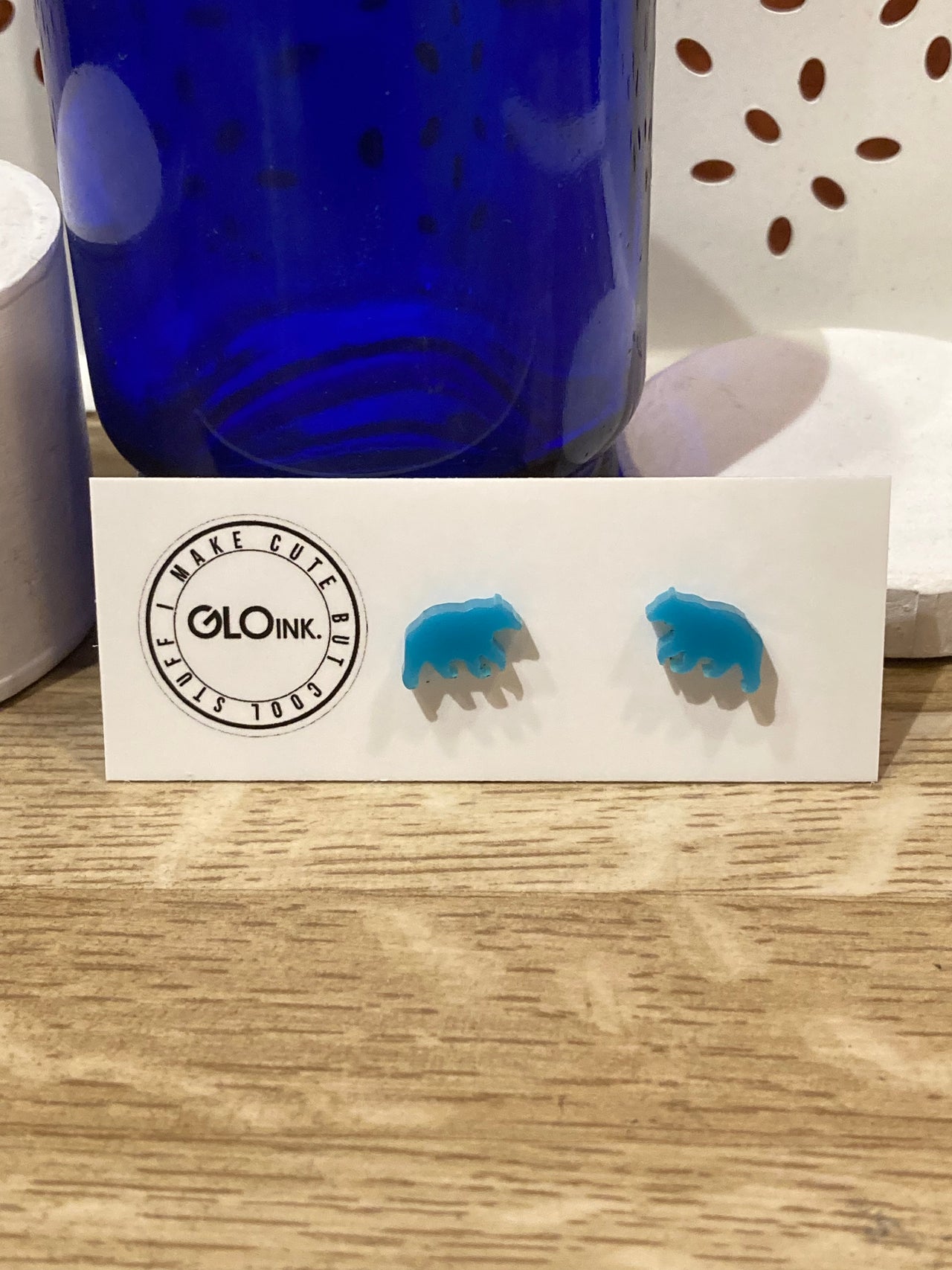 Beary Pretty Studs - Blue