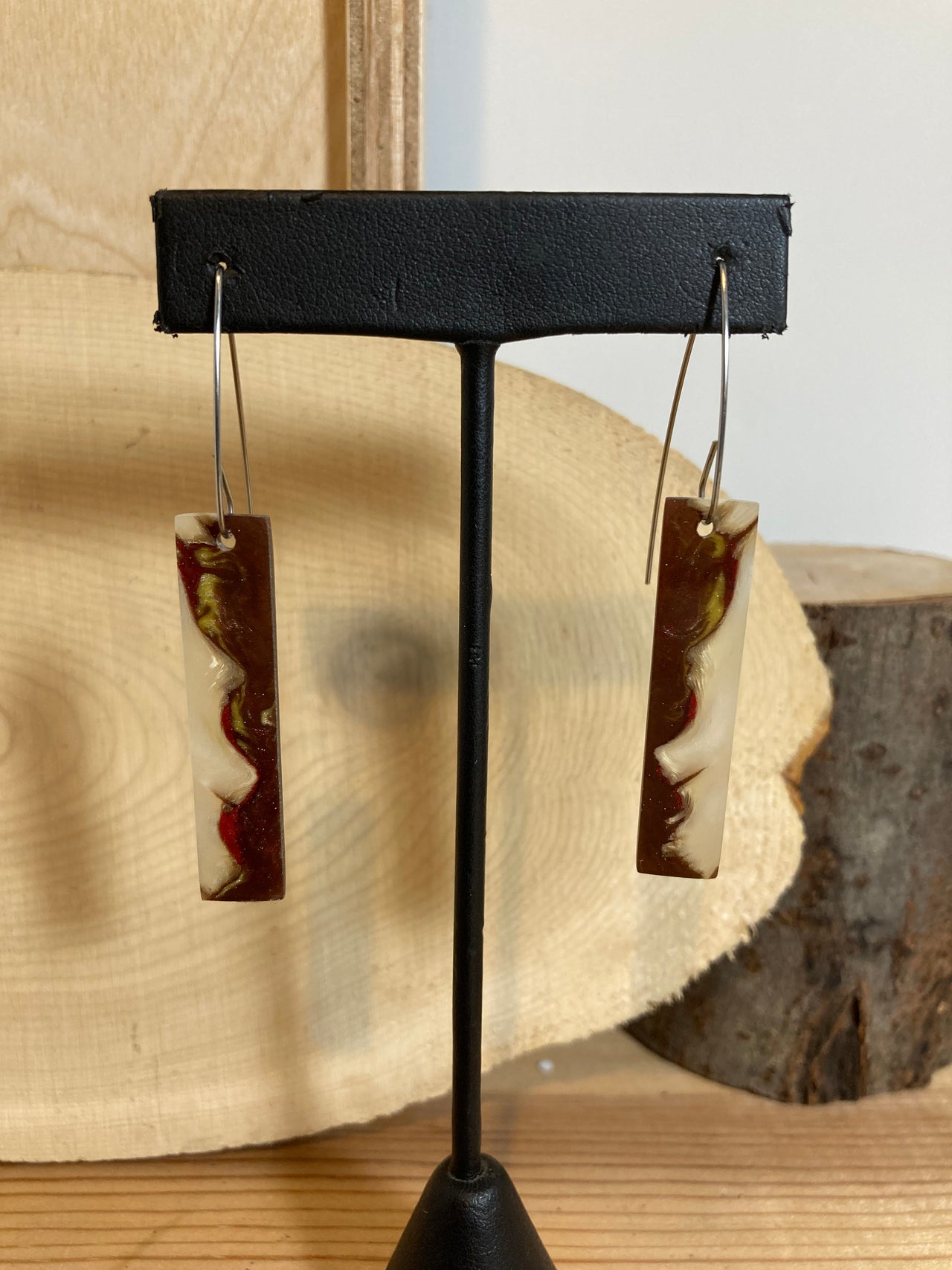 Dall Sheep Horn Resin Cast Earrings 3