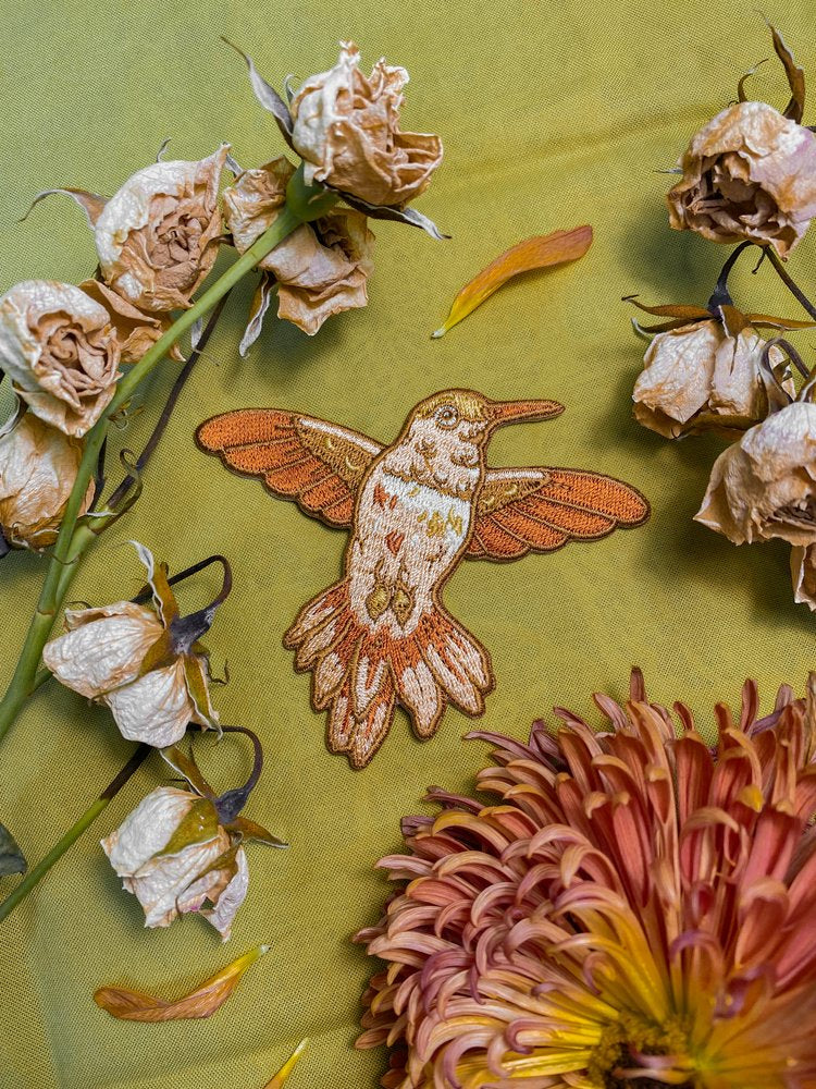 Hummingbird Embroidered Iron-On Patch