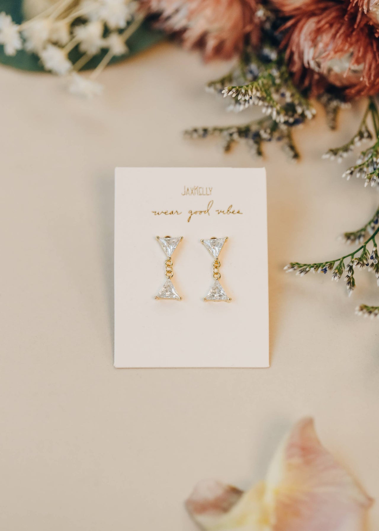 Dual Triangle Drop - Gold Earrings