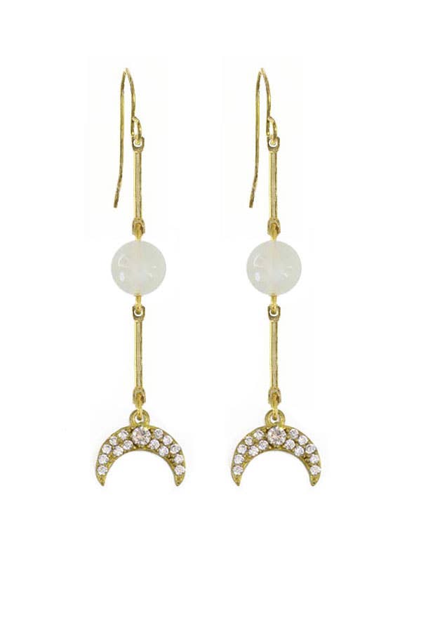 Precious Crescents Moonstone Earrings