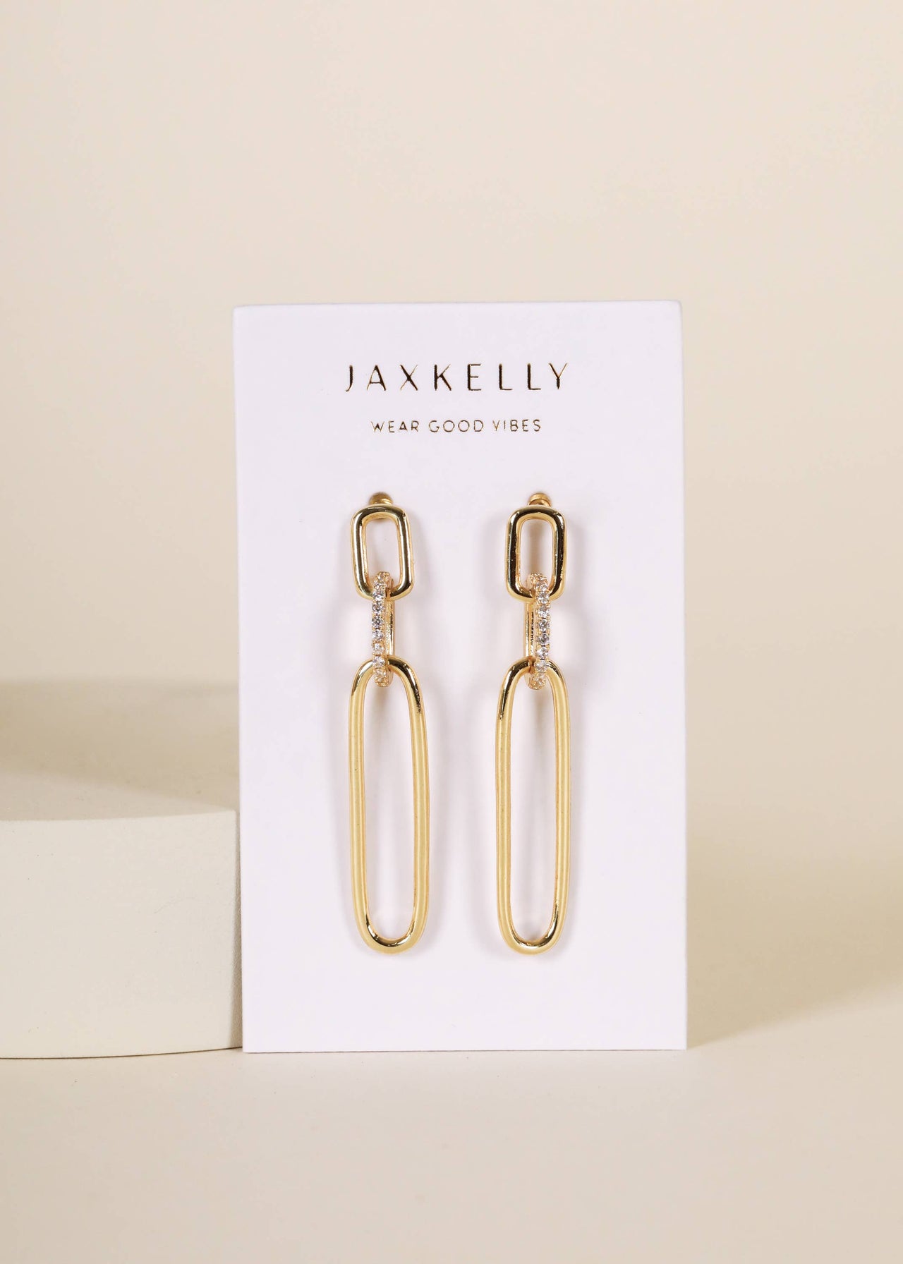 Pave Link Drop - Gold Earrings