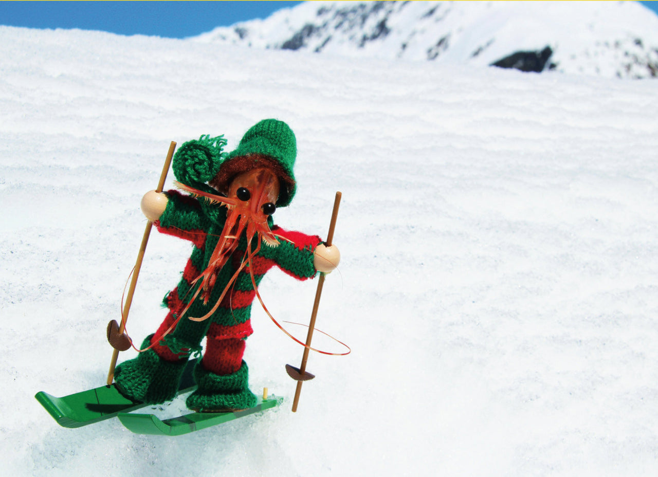 Skiing Shrimp Greeting Card